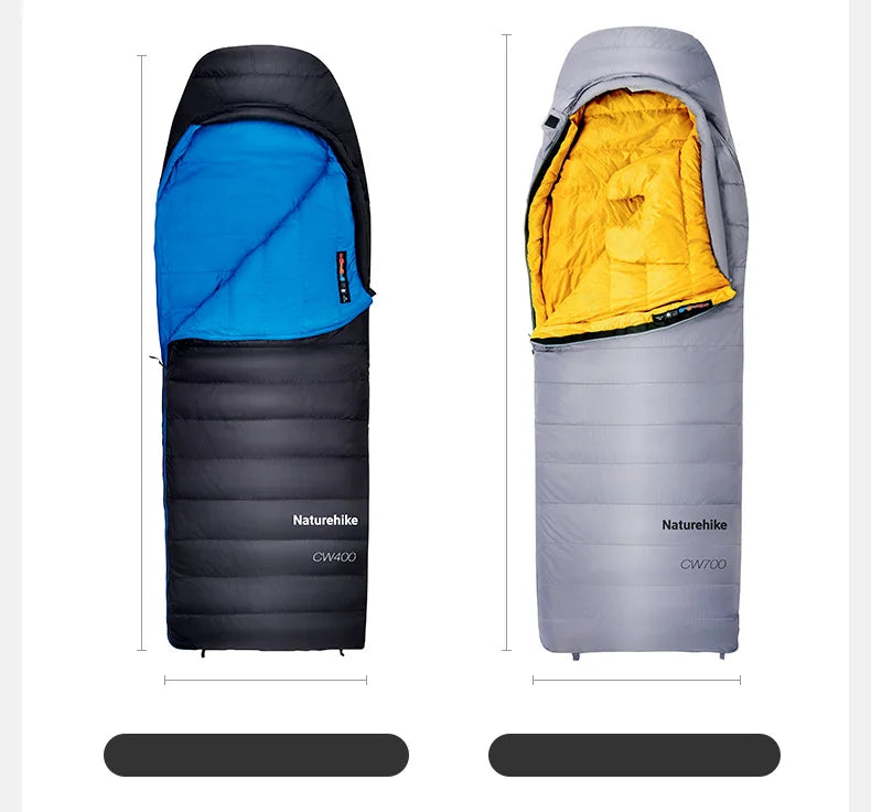 Naturehike Camping Sleeping Bag CW400 CW700 CW1000 Duck Down Sleeping Bags Ultralight Outdoor Hiking Waterproof Sleeping Bags