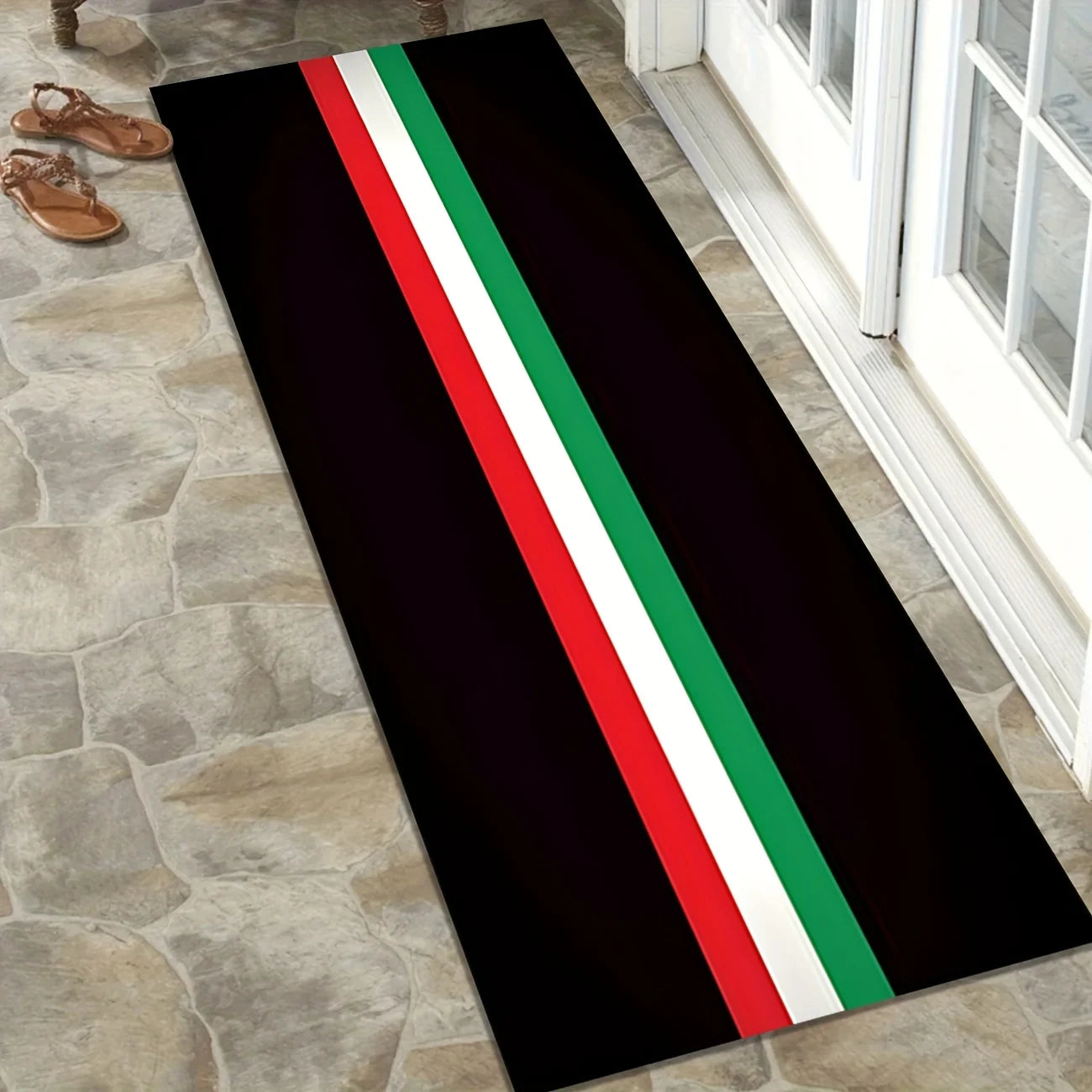 Italian Flag Stripe Motorcycle Mat, Anti-Slip Garage Floor Mat for Motorbike Parking, Oil Absorbent, Racing Style, Home Decor