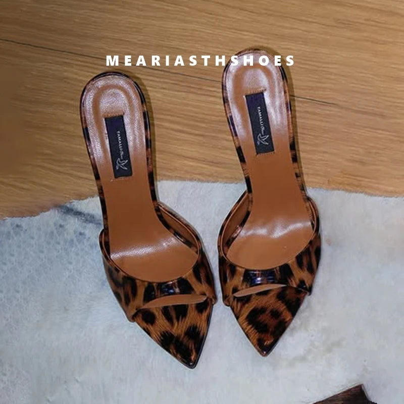 Super-high Heel Slippers Women Shoes Summer Peep Toe Mixed Colors Stiletto Sandals Sexy Party Ladies Shoes Luxury Woman Pumps