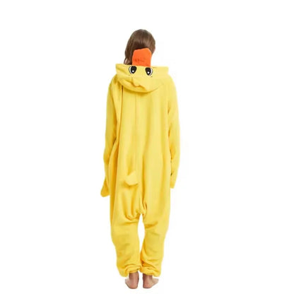 Yellow Duck Onesie Animal Kigurumi Unicorn Pyjamas Halloween Adult Cartoon Pajama Cosplay Party Women Men Homewear Slippers XXL