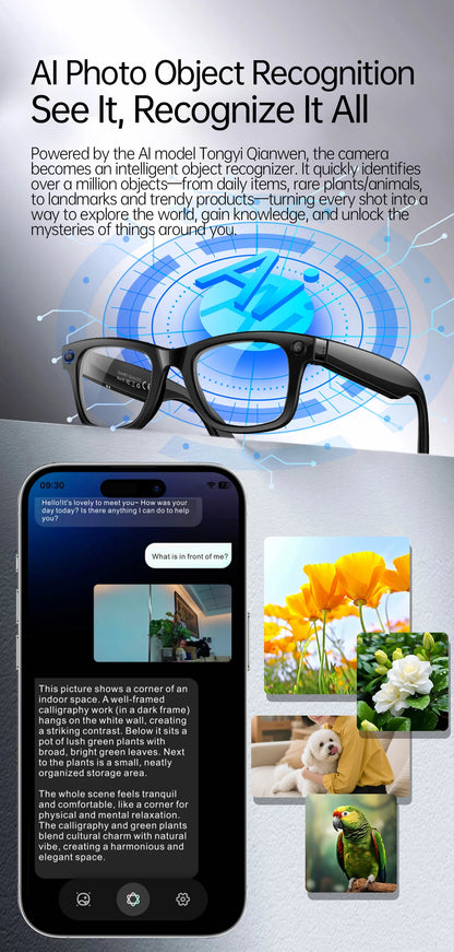 AI Smart Glasses with 8MP Camera Video Recording 100+ Languages Translation Sunglasses Bluetooth Call Music Play Men Women 2026