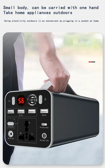 150W Portable Power Station 110/220V Solar Generator Outdoor Emergency Mobile Power Bank 45000mAh For Camping Power LED