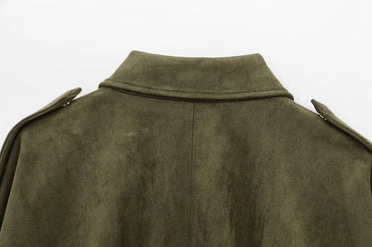 MUJER Faux Suede Bomber Jackets for Women Zip Oversized Jacket Woman Outerwears Padded Varsity Jackets Streetwear Women's Coats