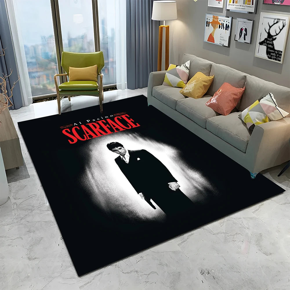 3D Printing Movie Scarface Tony Carpet Rug for Home Living Room Bedroom Sofa Doormat Decor,kids Play Area Rug Non-slip Floor Mat