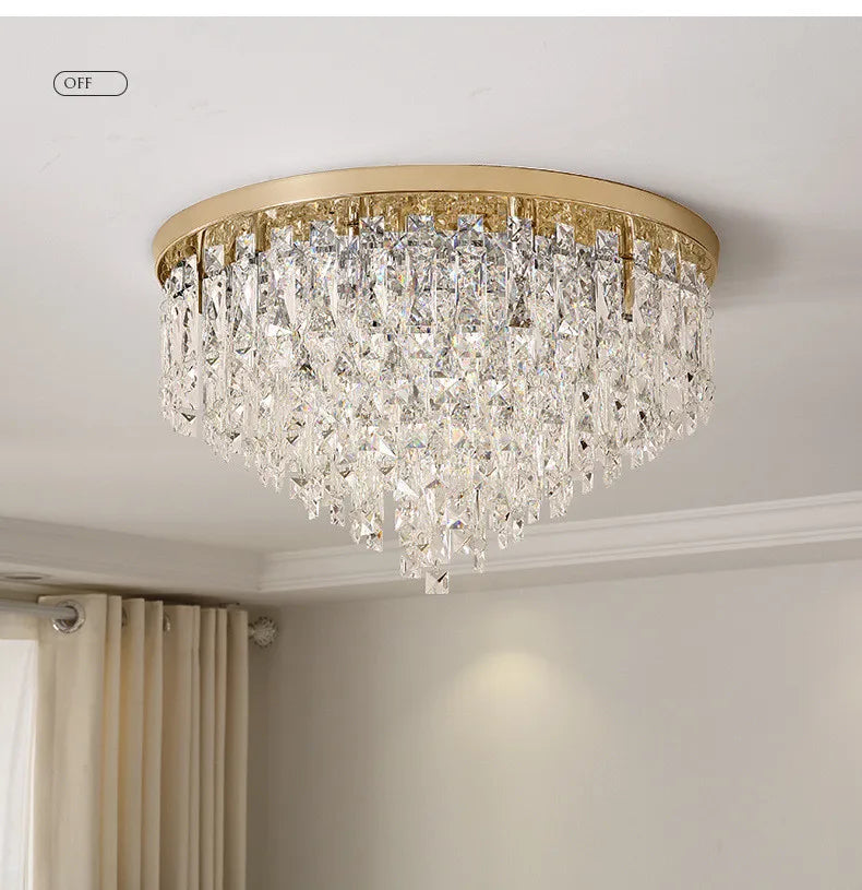 Modern Luxurious Crystal Ceiling Lamp Gold & Silver Color for Living Room Dining Room Bedroom - Elegant Lighting Fixture