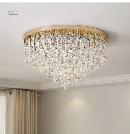Modern Luxurious Crystal Ceiling Lamp Gold & Silver Color for Living Room Dining Room Bedroom - Elegant Lighting Fixture