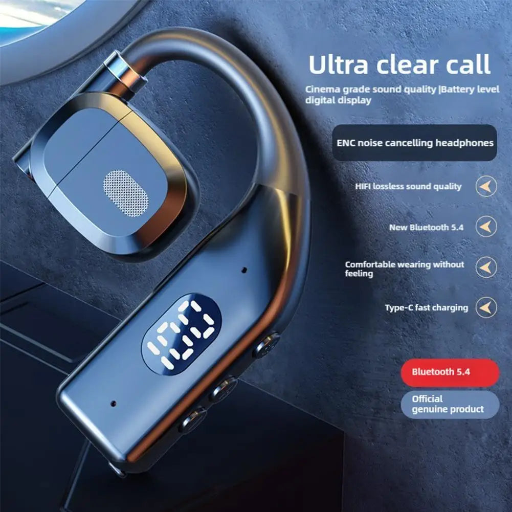 2PCS Bluetooth Ear Hooks Rotatable Earphones LED Digital Display Wireless Sport Headphones Long Battery Life Headset