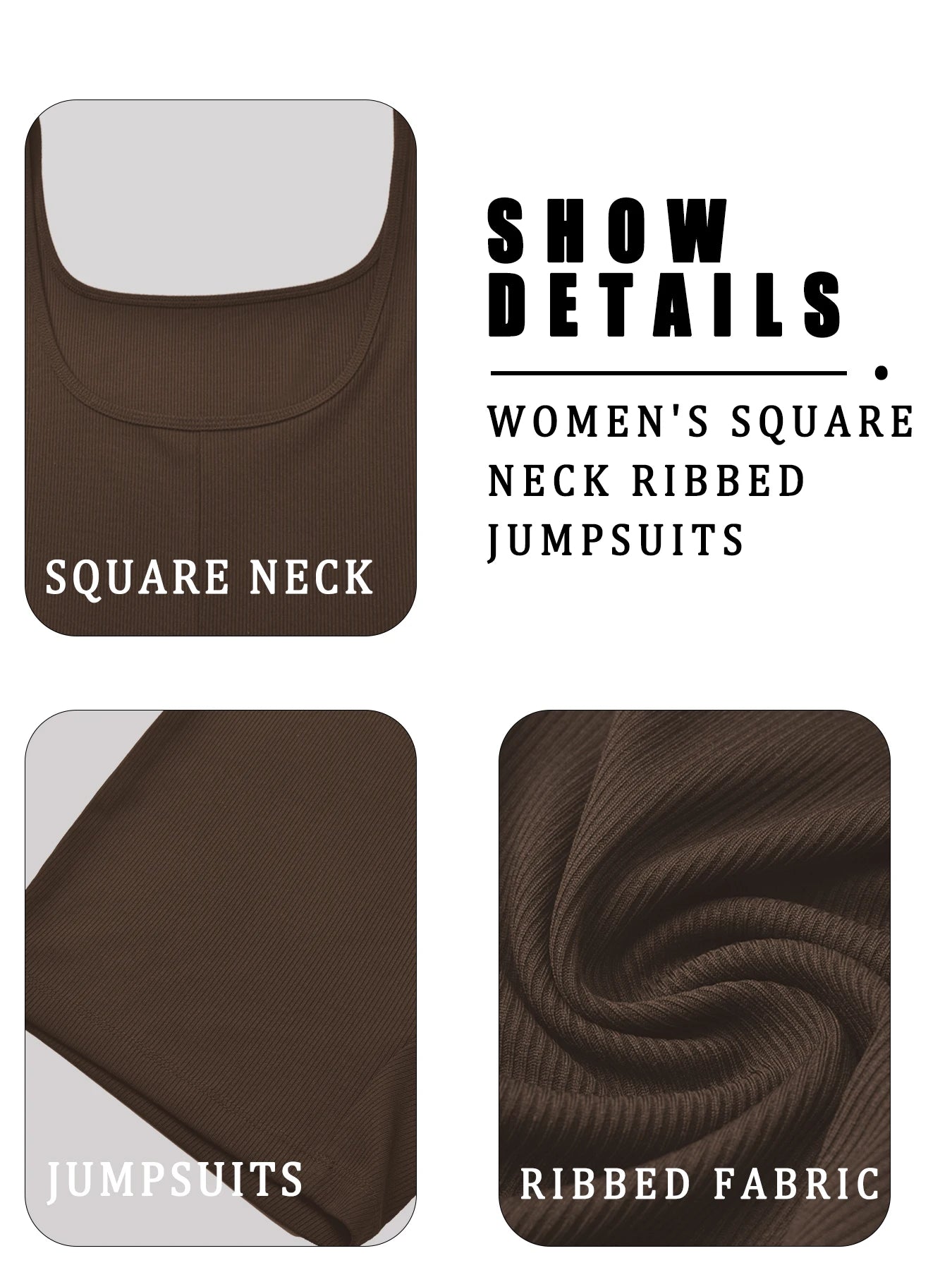 Women'S Square Neck Ribbed Jumpsuits，Women's Sleepwear & Loungewear
