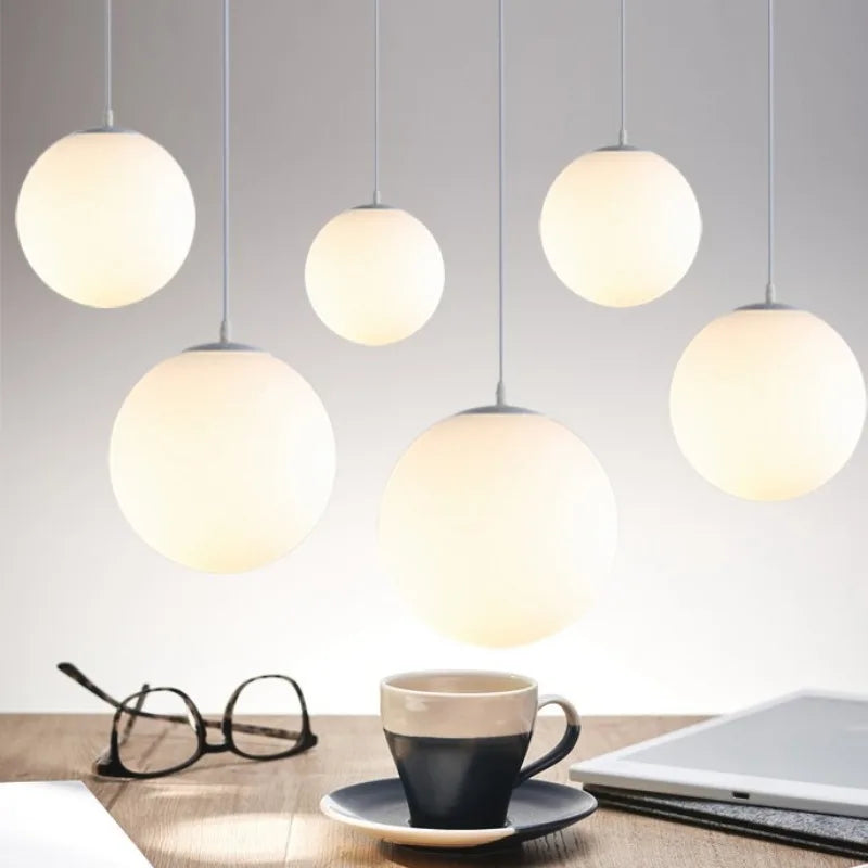 Black White Golden Ball Chandelier Lights Glass Frosted Lampshade Restaurant Bar Kitchen Hanging Lamps G9 E27 Indoor Lighting