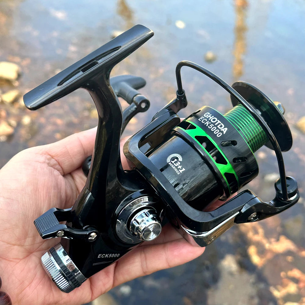 Carp Double Brake Design Spinning Fishing Reel Gear Ratio 5.2:1 High-speed with Dual Braking System Bass Travel Fishing Gear
