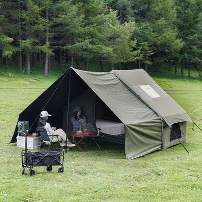 PAKICETUS 8-Person Inflatable Glamping Tent, Green Tent with Mesh Windows & Hand Pump with Extra-Large Canopy Living Room