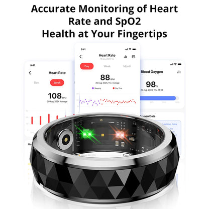 COLMI R11 Ceramic Smart Ring for Men, Fidget Spinner Anxiety Relieve Ring with Charging Case, Health Monitor, 5ATM Waterproof