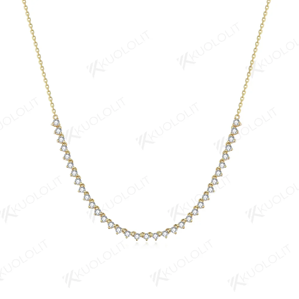 Kuololit 0.9CTW Moissanite DVS1 Necklaces for Women Men Solid 585 14K 10K 925 Sliver Yellow Gold Round for Anniversary Christmas