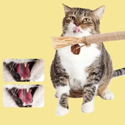 Cat Toys Made Of Wood Knotweed Teething Sticks Insect Galls Raffia Sisal Rope Teeth Cleaning Toys Cat Teasing Sticks