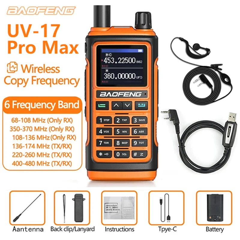 Baofeng UV-17pro Max Air Band Walkie Talkie Draadloze Kopieerfrequentie Lange Afstand Type-C Noaa Am Draagbare UV-5R  Ham Tweewe