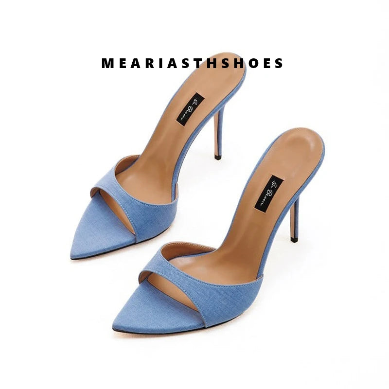 Super-high Heel Slippers Women Shoes Summer Peep Toe Mixed Colors Stiletto Sandals Sexy Party Ladies Shoes Luxury Woman Pumps