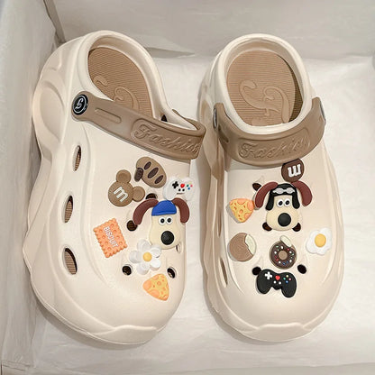 Luxury DIY Pearl Chain Non Slip Clogs Women Summer 2026 Comfort Platform Slip On Sandals EVA Thick Bottom Outdoor Slippers Shoes