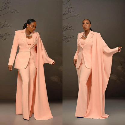Modern One Button Women Jacket Outfits 2 Pieces Elegant Full Sleeve Blazer Wide Legs Pants Custom Made Party Dresses