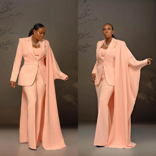 Modern One Button Women Jacket Outfits 2 Pieces Elegant Full Sleeve Blazer Wide Legs Pants Custom Made Party Dresses