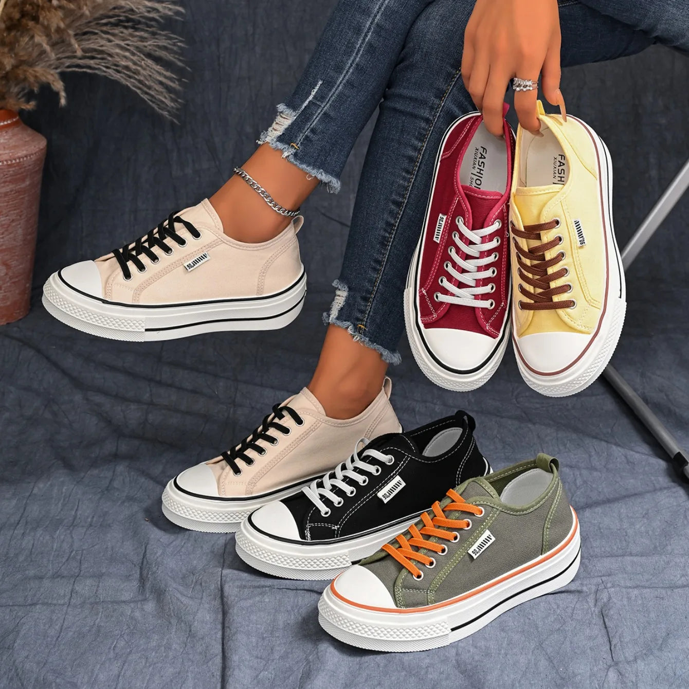 Fashion Candy Color New Casual Women's Sneakers 2026 New Solid Color Comfortable Thick Soled Shoes for Women Tênis Feminino