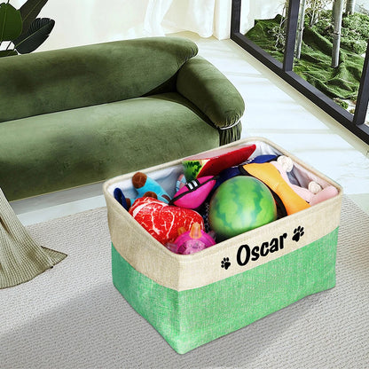 Personalized Dog Toy Basket Free Print Pet Storage Box DIY Custom Dog Name Toys Clothes Accessories Foldable Organize Storage