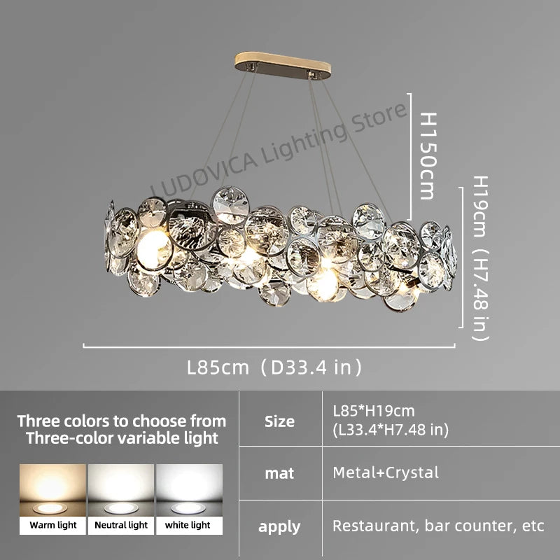 Modern Crystal Chandelier Luxury Villa Living Room Bedroom Dining Room Kitchen Modern LED Ceiling Hanging Lamp