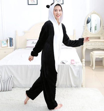 Adults Onesies Animal Pajamas Set Penguin Panda Frog Pig Cat Funny Cartoon Cosplay Costume Unisex Women Halloween Party Costume