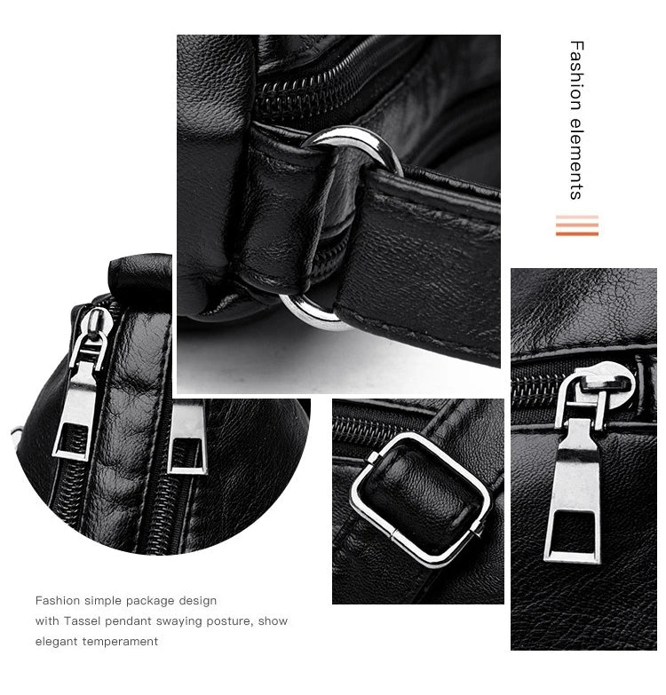 Fashion Soft Leather Crossbody Bags for Women 2026 Casual Female Multi Pocket Messenger Bags Retro Handbags Ladies Shoulder Bags