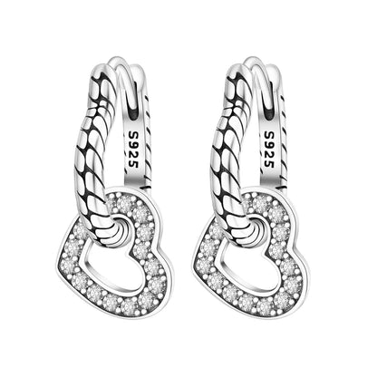 925 Sterling Silver Star Moon Heart Shape Earrings Jewelry Versatile Hoop Earrings For Women Jewelry Fine Birthday Party Gifts
