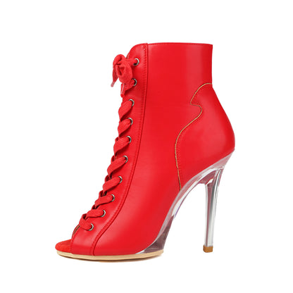 Women Sexy Platform Latin Dance Shoes Lace-up High Heels Dance Shoes Soft-soled Short Boots Jazz Dance Booties for Women 11.5cm