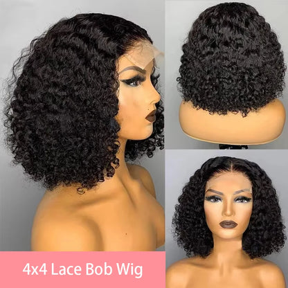 Loose Deep Wave Short Bob 13x4 HD Lace Front Wigs Brazilian 100% Human Hair Curly 4x4 Transparent Lace Frontal Wig 12 14 16 Inch