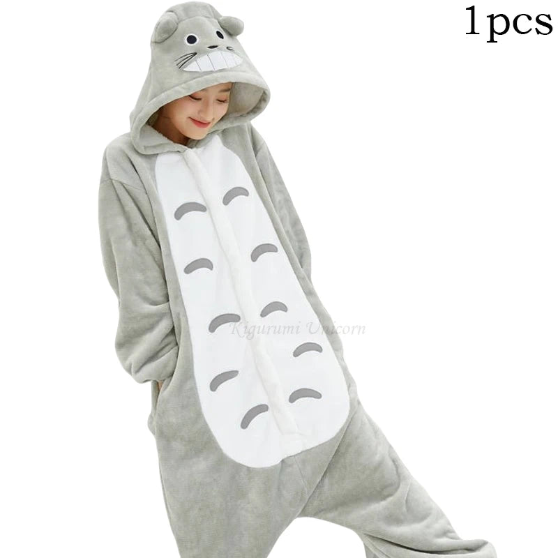 Totoro Onesies Cute Cartoon Animal Onesie Women Men Girls Boys Pajamas Slipper Funny Party Suit Winter Home Overall Costumes