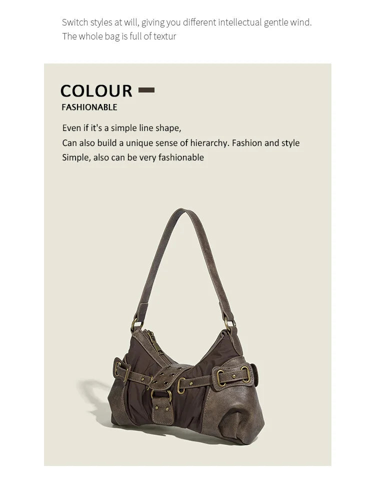 England Style Bags For Women Luxury Designer Handbags And Purses New In Polyester Vintage Rivet Small Underarm Shoulder Bag