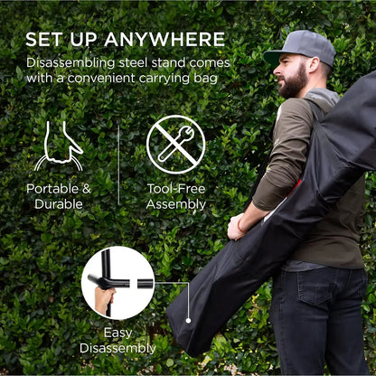 Double Hammock with Steel Stand, 2-Person, 450lbs, Cotton, Indoor Outdoor, Portable