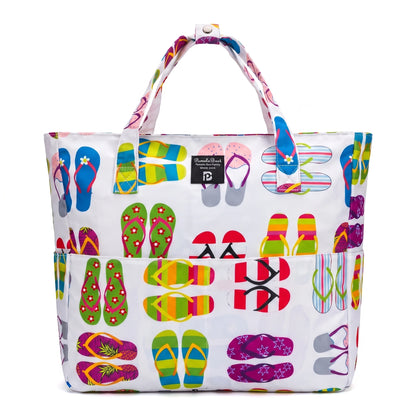 9 Pockets Large Beach Tote 35L Waterproof Sandproof Polyester Bag Women Summer Pool Travel Handbag Portable Swim Shoulder Bag