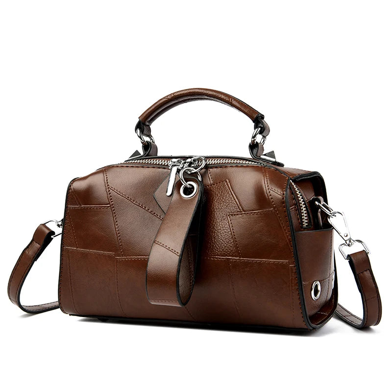 New Fashion Crossbody Bags Women's Genuine Leather Bag Simple Tote Bag Vintage Boston Handbag Luxury Design Female Shoulder Bags