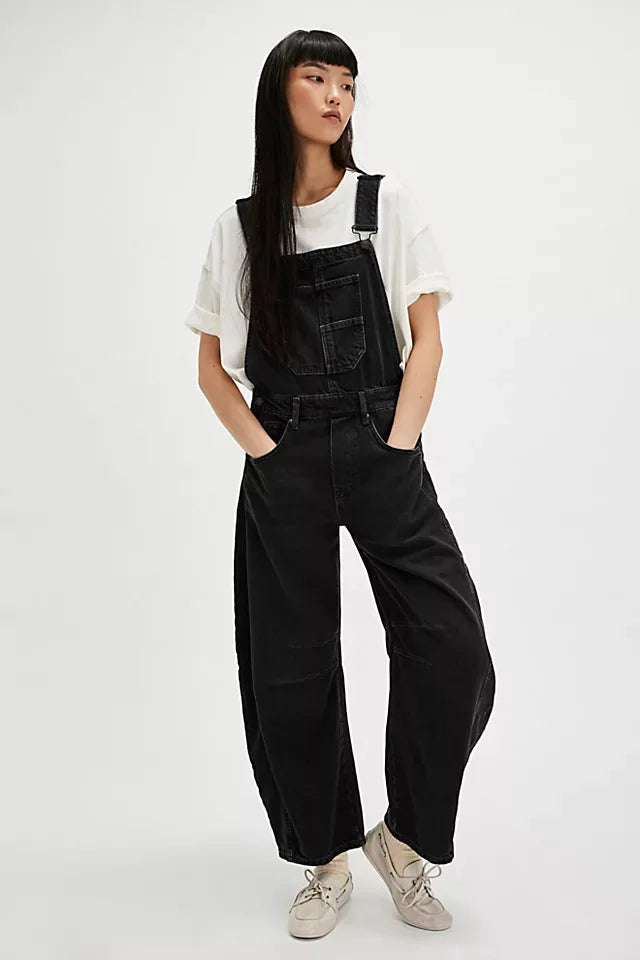 Women Overalls Jumpsuits Jeans One Piece Trousers Vintage Washed Distressed Denim Straight Cargo Pants Streetwear Suspenders