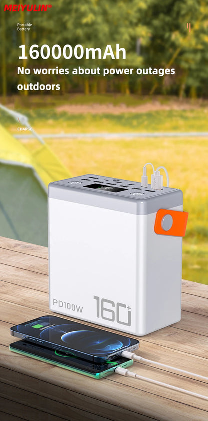PD100W 160000mAh Power Bank Station Fast Charger Portable Emergency Charging External Battery for iPhone 15 Xiaomi Tablet laptop