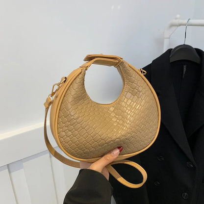 Fashion Black Half Moon Bag Luxury Pu Leather Ladies Purses and Handbags Crossbody Women Shoulder Bags