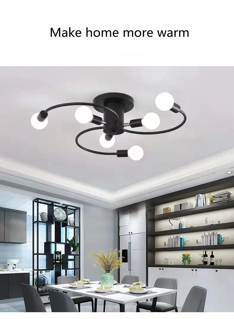 Minimalist Black/White/Gold Chandelier Simple Nordic Metal Chandelier Ceiling Lights for Living Room Bedroom Kitchen Bar Lustre