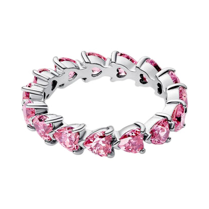 2026 New 925 Silver Sparkling Heart Princess Crown Heart-to-Heart Ring Fashion DIY Charm Jewelry Exquisite Gift