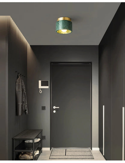 Nordic Marble Downlight Living Bedroom Room Decor Marble Ceiling Light Green White Stone Corridor Aisle Lamp