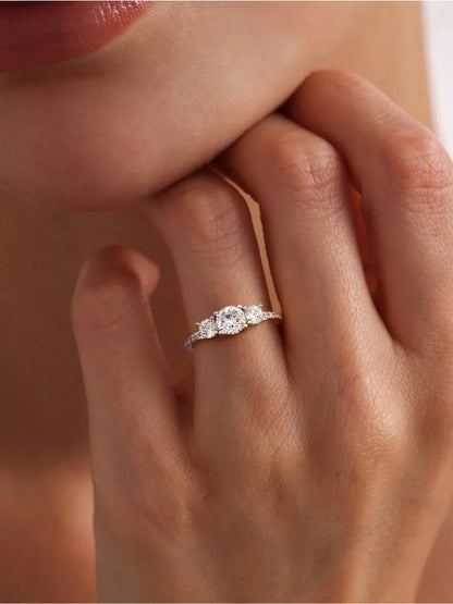 925 Sterling Silver Fashion Gorgeous Shiny Round Zircon Ring For Women Engagement Wedding Party Luxury High Quality Fine Jewelry