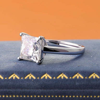 FEOBUR 1/2/3/4CT Princess Cut Moissanite Diamond Ring for Women Certified 100% 925 Sterling Silver Engagement Wedding Band GRA