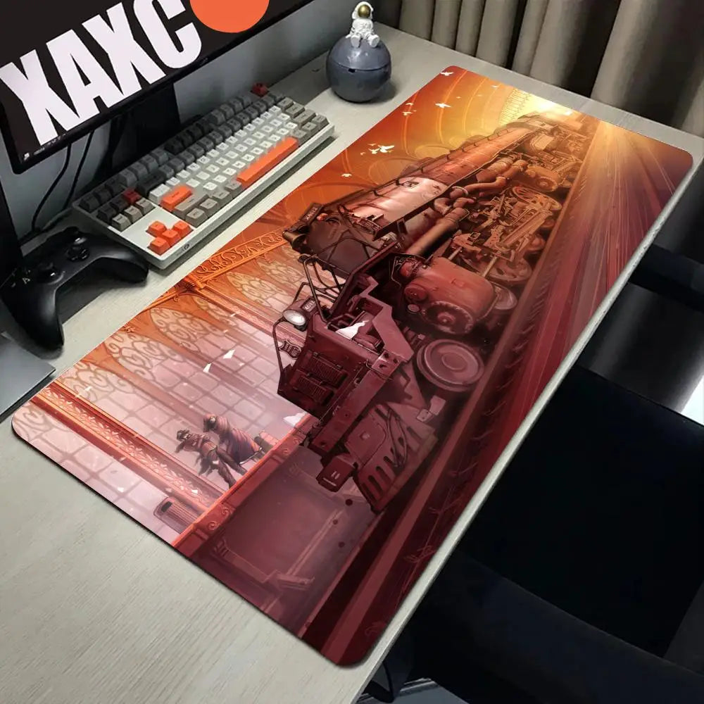 Retro Train Mouse Pad Large Gaming Mousepad PC Gamer Computer Office Mouse Mat Silicone Keyboard Mat Desk Pad Laptop Mausepad