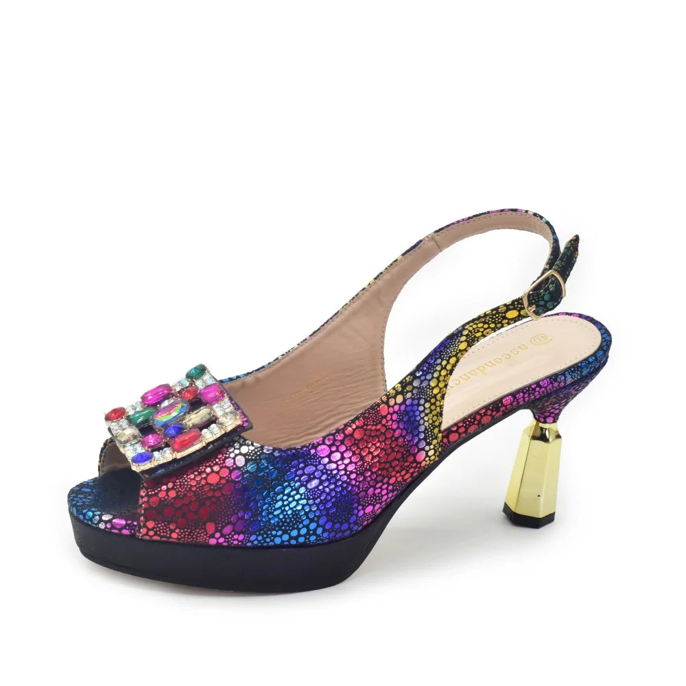 Luxury Rhinestone Shoe and Bag Set High Heel Peep Toe for Special Occasions Nigerian Women's Shoes & Matching Handbag Set
