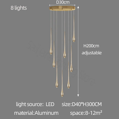 Minimalist LED Chandelier Luxurious Modern Living Room Lighting Duplex Attic Home Decoration Dining Room Staircase Pendant Light