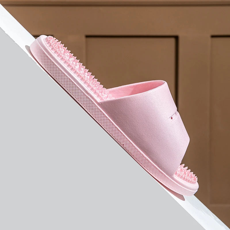 Summer Slippers for Men PVC Massage Soft Non-slip Solid Color Comfortable Bathroom Shoes Casual Women Indoor Home Sandals