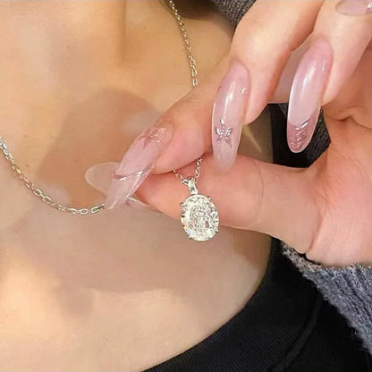 1/2carat Oval Cut Moissanite Pendant Necklace for Women 100% S925 Silver D Color VVS1 Solitaire Diamond Neckchain with GRA