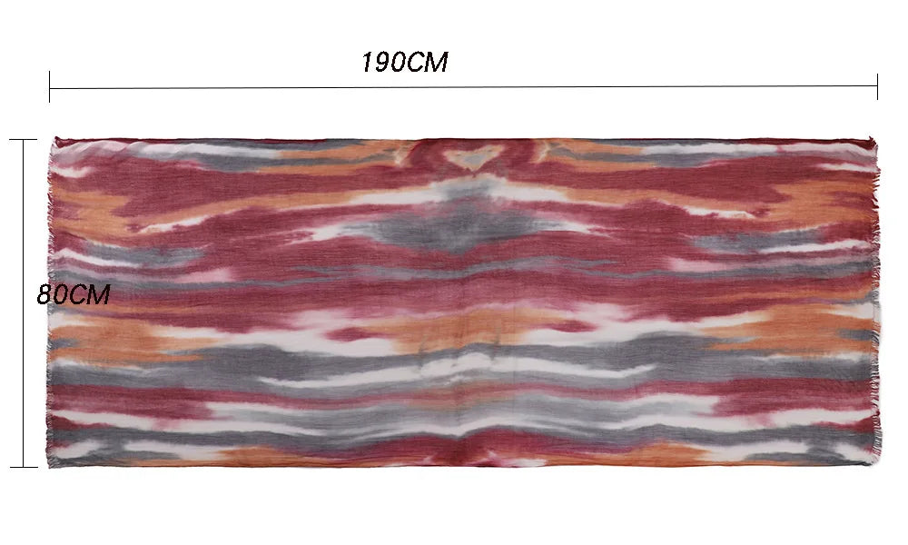 New Fashion Cotton Blend Hijabs Scarf Woman Graduated Color Striped Women Headscarf Retro Versatile Printing Long Shawl